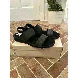 Anne‎ Klein Black Metallic Sandals size 10 NWB